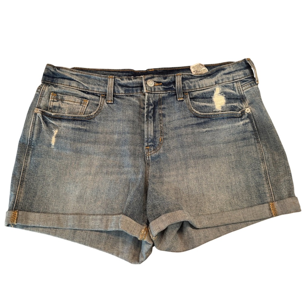 Old Navy Boyfriend Denim Shorts Distressed Cuffed Hem Casual Blue 8